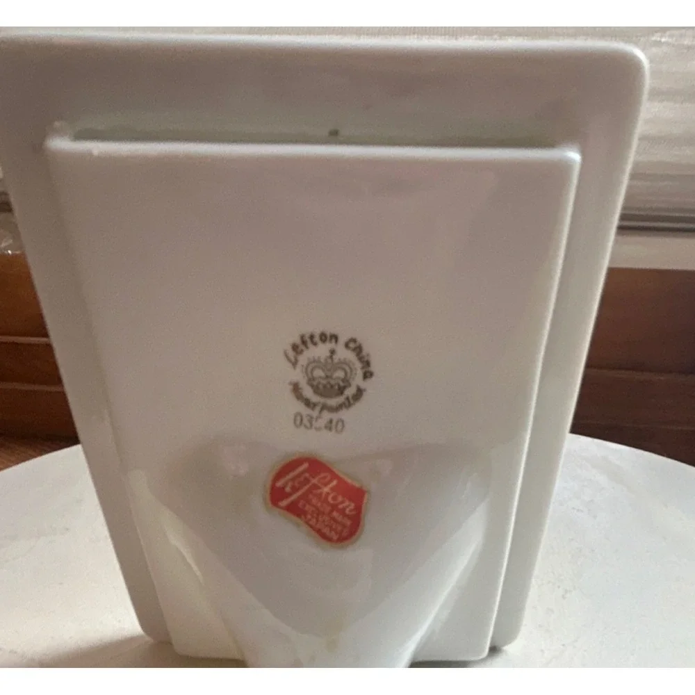 VTG Lefton Floral Ceramic Photo Frame Hand Painted Vintage Pink White MPN 0340
